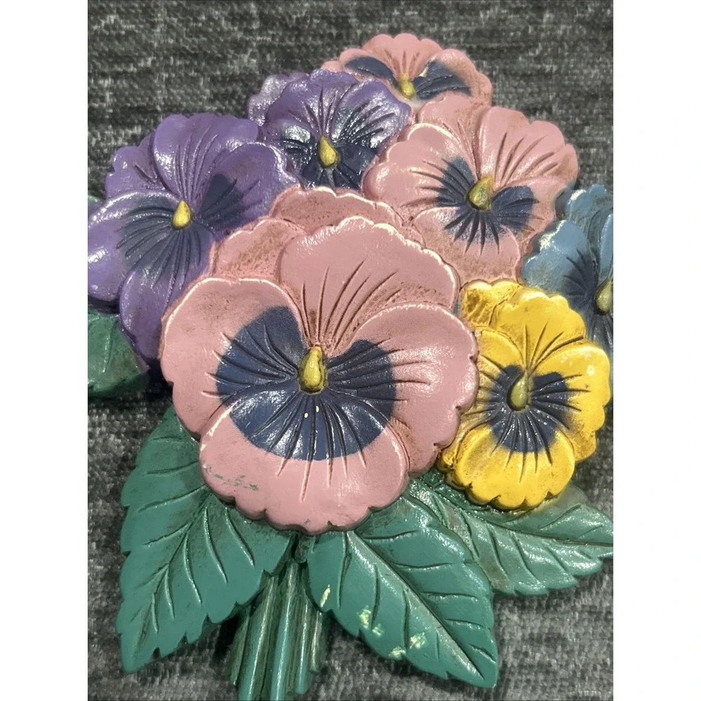 Vintage Burwood Home Interiors Pansy Teapot‎ Set Wall Decor Plaques Cottagecore